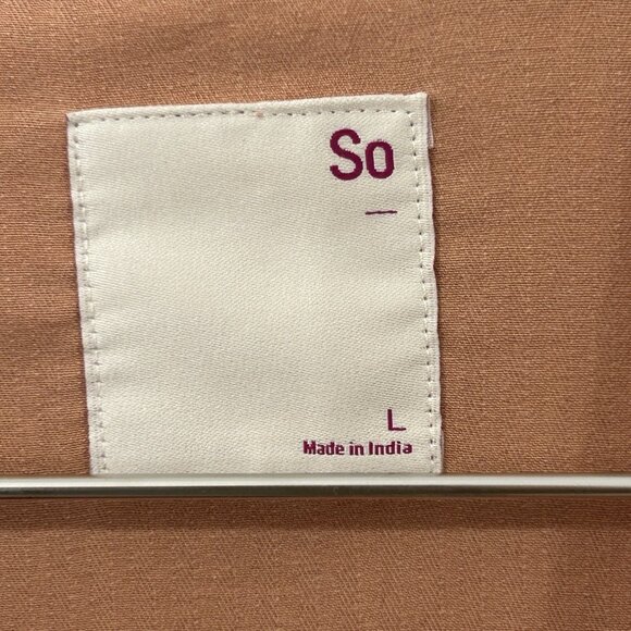 SO Jacket L Rust Orange Pinstripe Lightweight Button Front Collared Long Sleeve - Picture 3 of 12